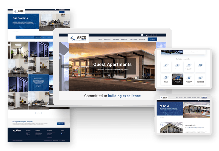 Tahonverchka created the website for construction company ARCO to present their services